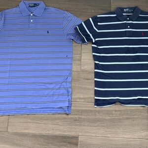 Ralph Lauren Men's Polo Shirts LOT - Light Blue and Navy Stripes